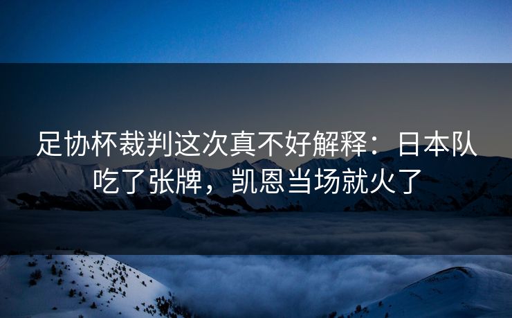 足协杯裁判这次真不好解释：日本队吃了张牌，凯恩当场就火了